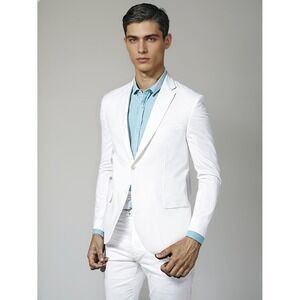 Tommy Hilfiger Sport Coat Men 46L White Linen Two Button Linen Blazer Jacket NWT